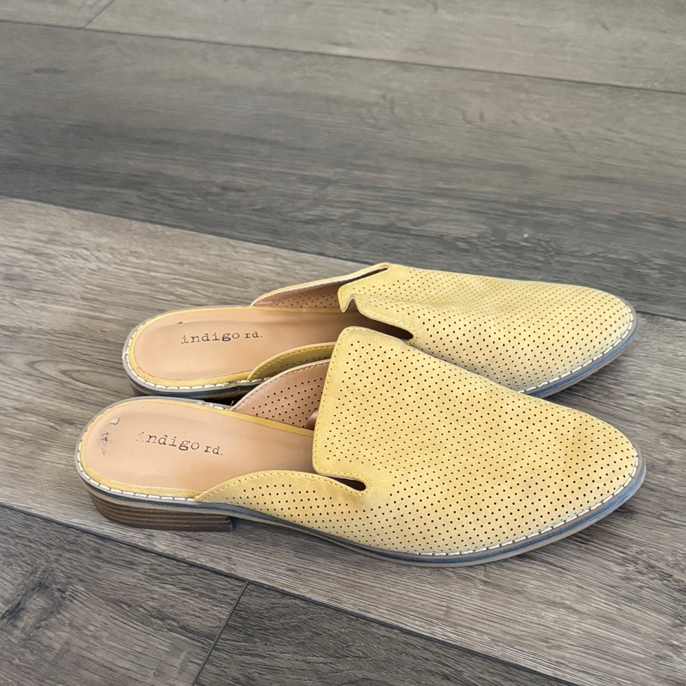 Indigo Women's Yellow Perforated Mules